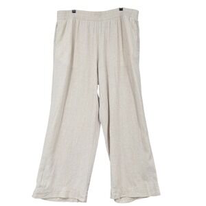 Old Navy Womens XL Beige Linen Blend High Rise Wide Leg Comfort Waist Pants